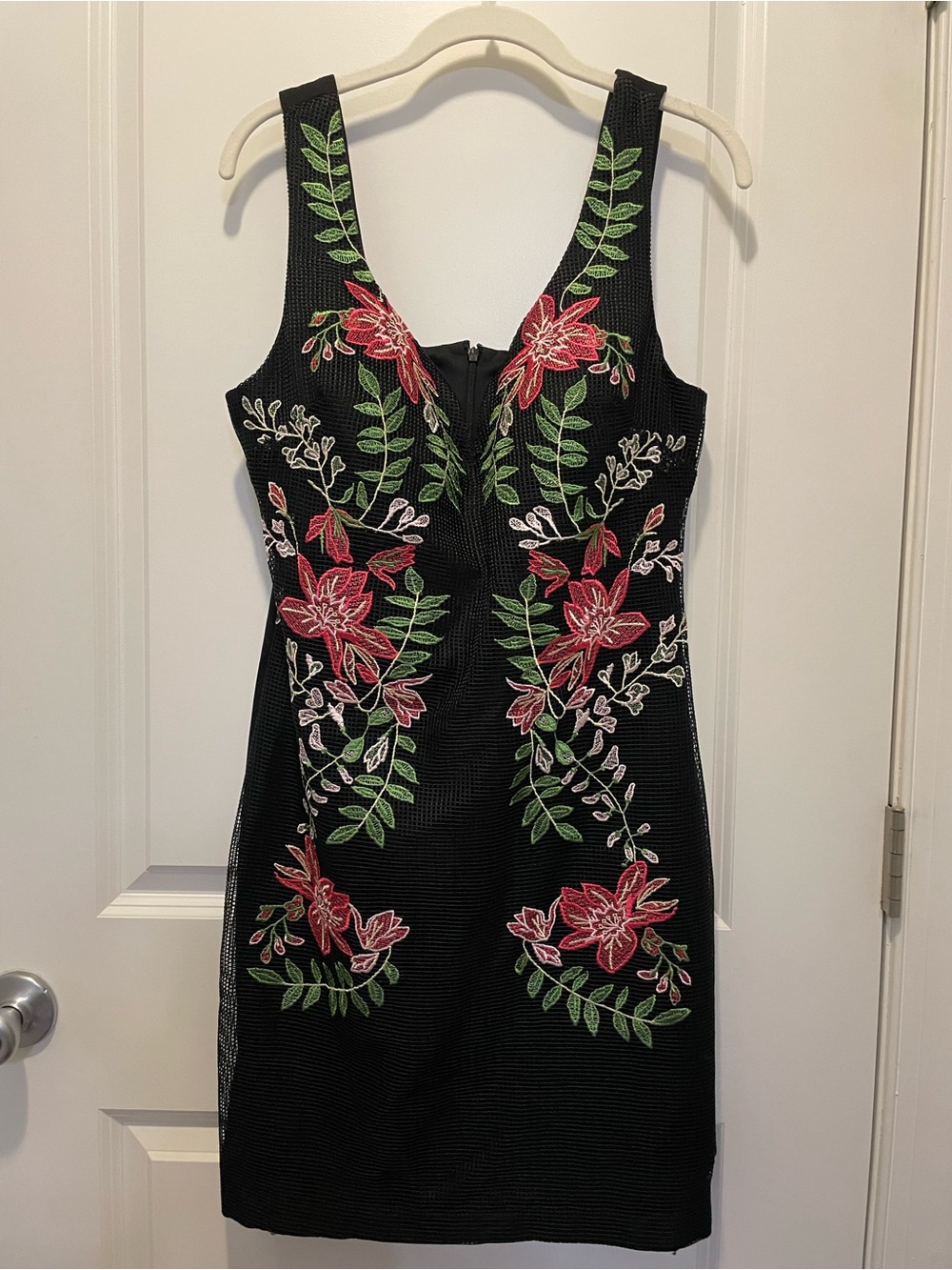 Guess black embroidered floral dress size 12